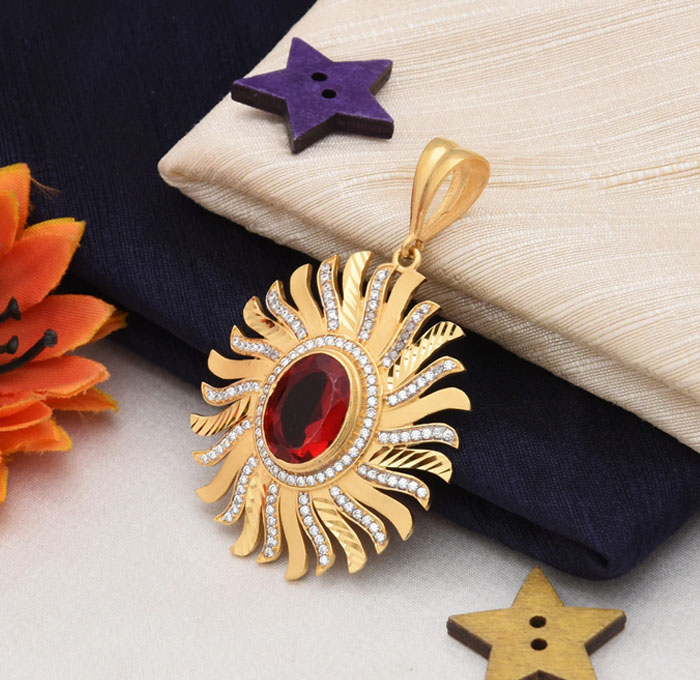 1 Gram Gold Pendant with Manek Ston Imitation Jewellery Manufacturers - Exporters - Suppliers