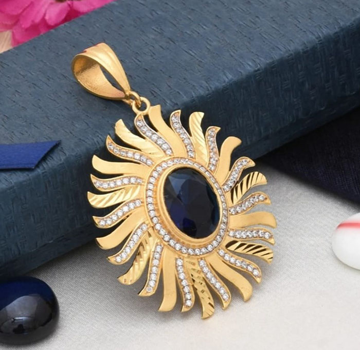 1 Gram Gold Pendant with Red Manek Ston Imitation Jewellery Manufacturers - Exporters - Suppliers